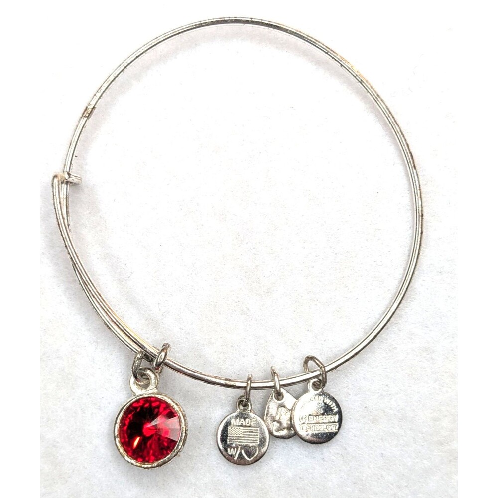 ALEX AND ANI July Ruby Swarovski Crystal Silver-tone Charm Bracelet